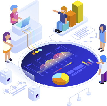 team working on cloud dashboard features