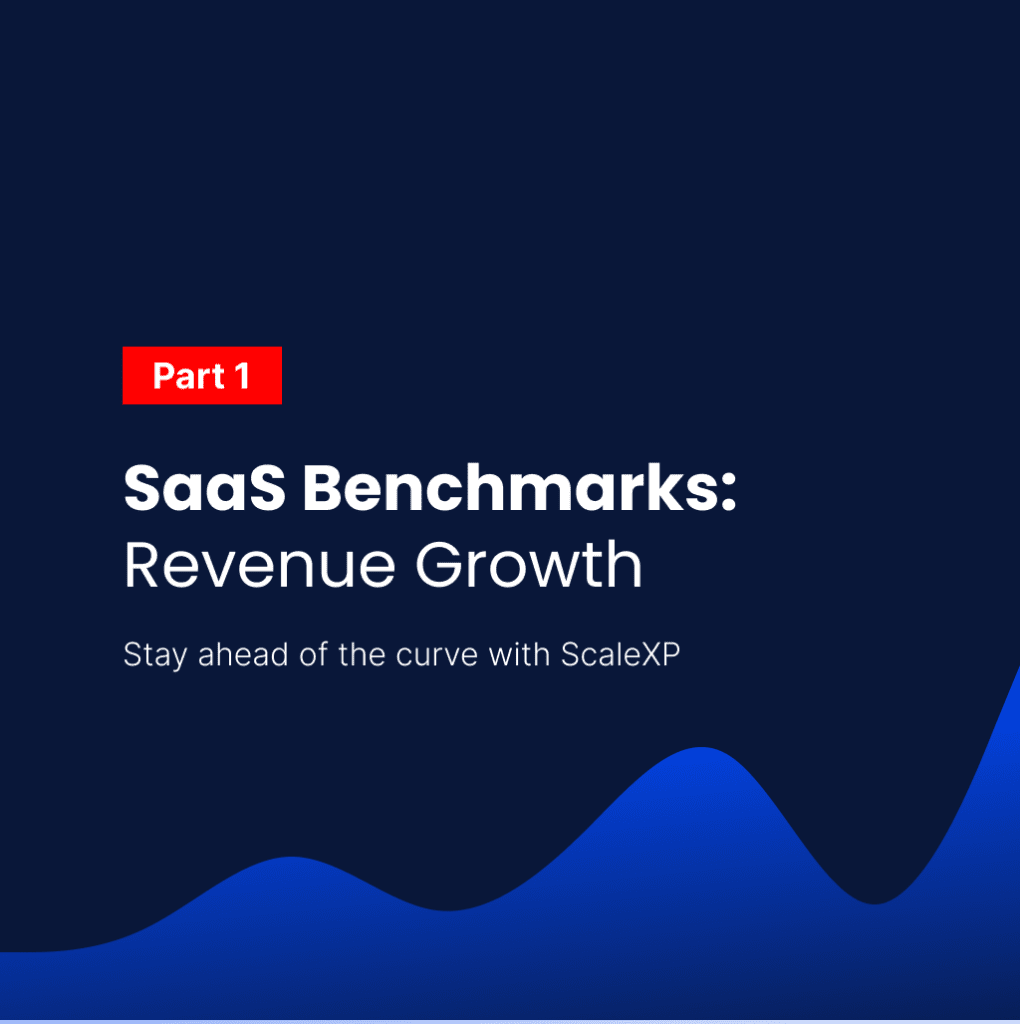 SaaS Benchmarks Part 1 - Revenue Growth banner that describes the first article in a series of 6 for CFO SaaS Benchmarks.