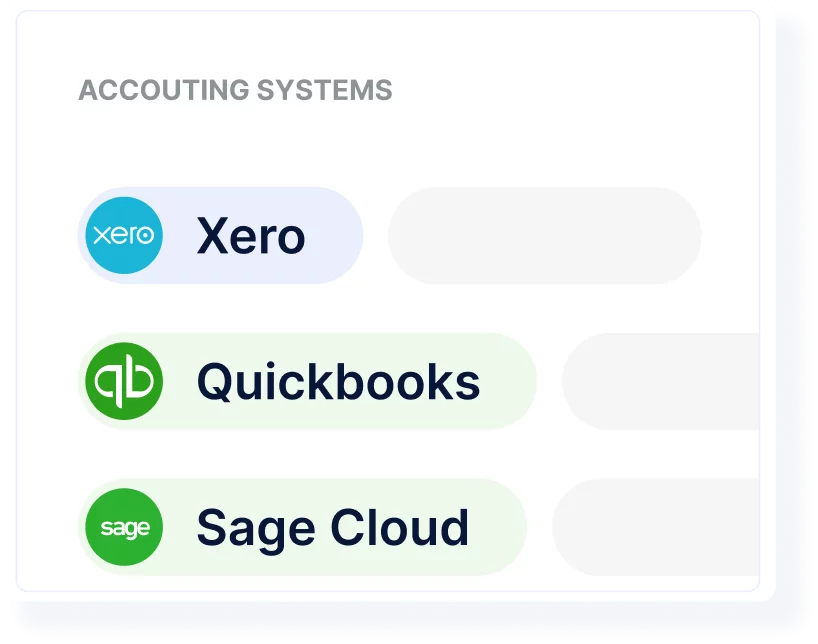 List of different accounting systems - Xero, Quickbooks, Sage Cloud