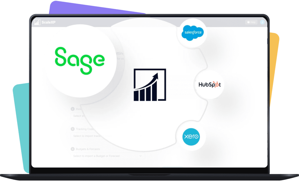 Laptop showing how Sage integrates with ScaleXP
