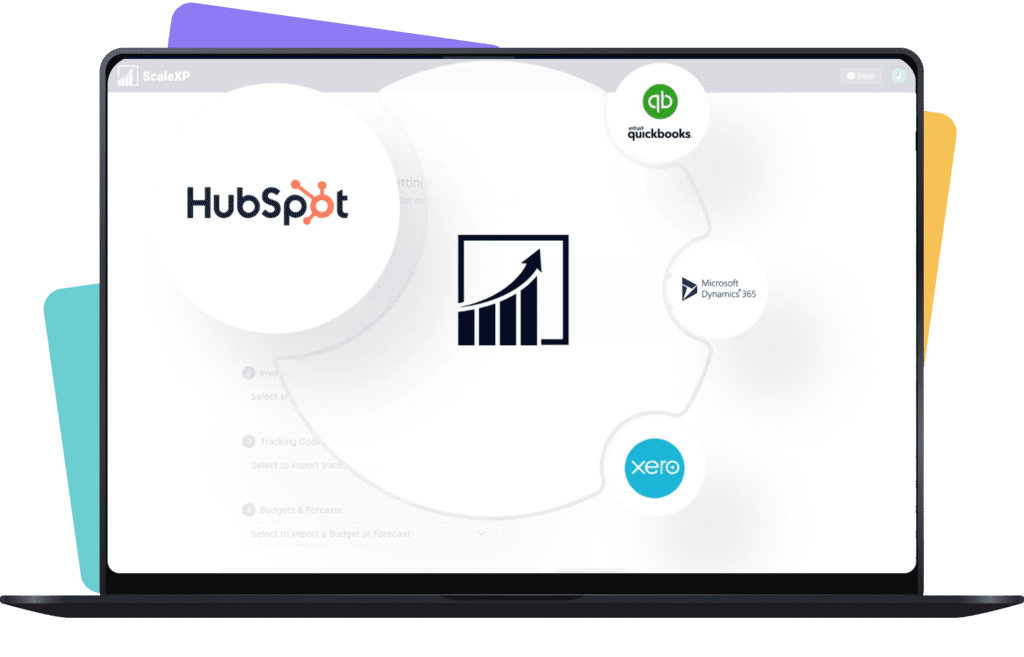 Laptop showing how HubSpot integrates with ScaleXP