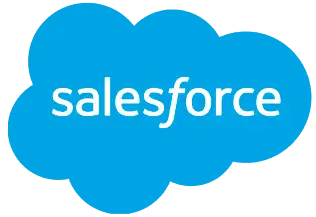 Salesforce logo displayed in a blue cloud shape with white text.