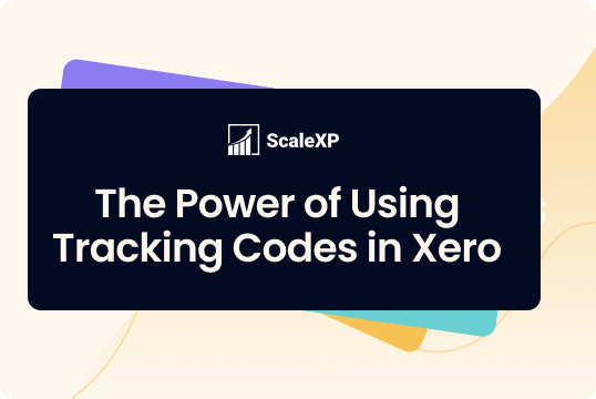 Text graphic displaying 'The Power of Using Tracking Codes in Xero' with a modern design.