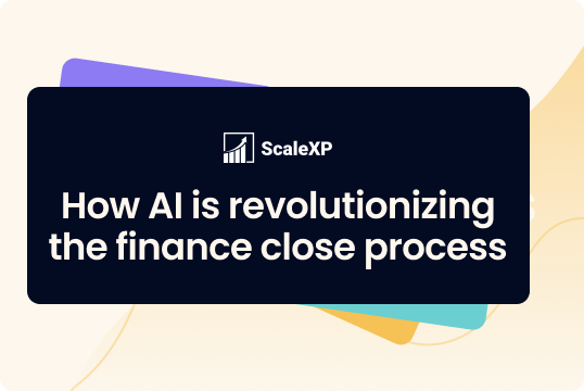 Text graphic stating 'How AI is revolutionizing the finance close process' with a modern design.