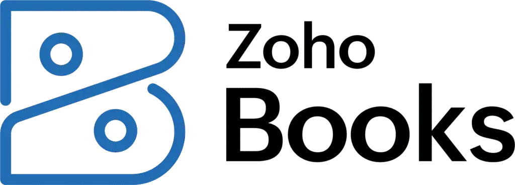 Logo of Zoho Books featuring a stylized letter B and the word Books in a modern font.
