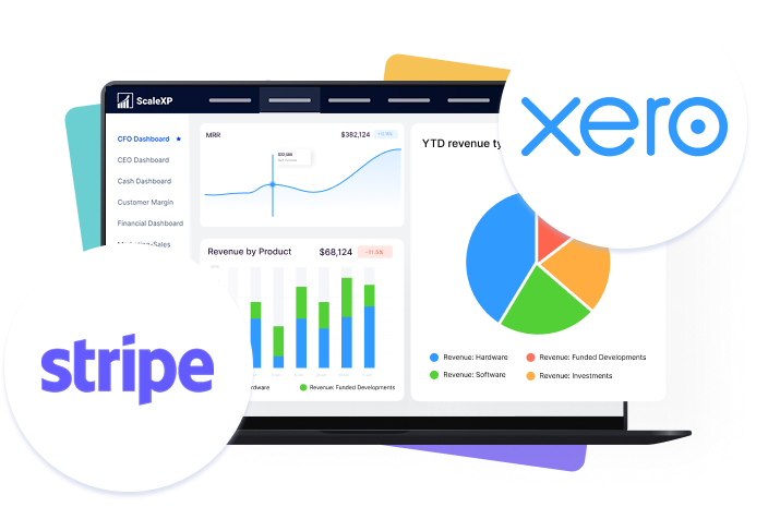 scalexp dashboard showing stripe & xero integration flowing through