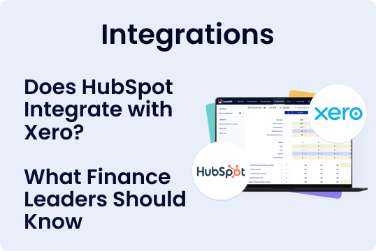 Graphic illustrating the integration of HubSpot with Xero, featuring logos and a data table.