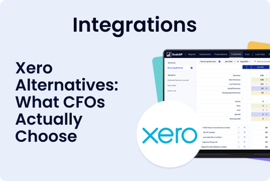 Xero logo in a white circular badge overlapping a laptop screen displaying financial data, with bold blue text reading 'Xero Alternatives: What CFOs Actually Choose'.