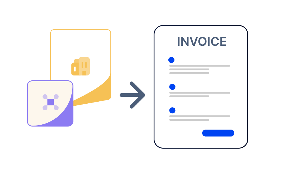 Automated invoicing screen showing CRM deal data converted into a accounting invoice